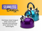 Stainless Steel Stovetop Whistling Tea Kettle 3 Liter (3-Quart) Classic Teapot with Ergonomic Handle, Works on Induction Cooktops-Olive Green.
