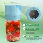 VP06+ Mason Jar Vacuum Sealer, Electric Vacuum Sealer for Jars with Wide and Regular Mouth Mason Lids, Cordless Handheld Jar Vaccum Sealer for Food Storage, Ideal Present for Mom, Wife, BLUE