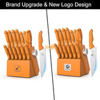 imarku® Knife Set, Sharp Block Knife Set with Built-in Sharpener, Japanese Stainless Steel with Non-Slip Ergonomic Handle, Dishwasher Safe, Kitchen Gift for Man Woman, Best For Home gift, Burnt Orange