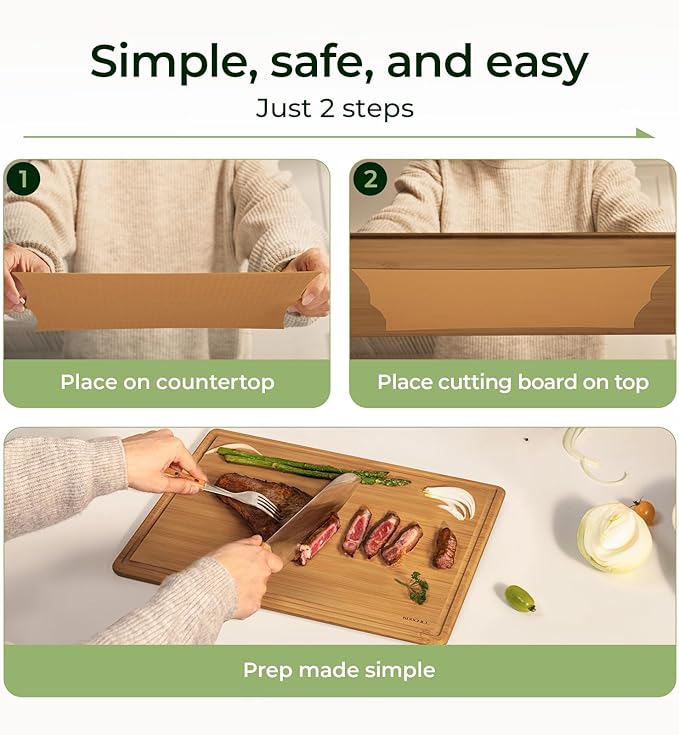 Keechee Bamboo Cutting Board with Non-slip Mat, Cutting Boards for Kitchen Meal Prep & Serving - Wood Serving Board Sets with Deep Juice Groove Ideal Kitchen Gifts