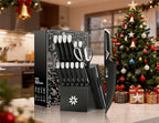 Knife Set - 15 PCS Kitchen Knife Set with Built-in Knife Sharpener Block - Stainless Steel Knife Block Set - Dishwasher Safe, Elegant Box for Men Women, White