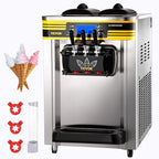 VEVOR Commercial Ice Cream Maker, 22-30L/H Yield, Countertop Soft Serve Machine with 2x6L Hopper 2L Cylinder LCD Panel Puffing Shortage Alarm, Frozen Yogurt Maker for Restaurant Snack Bar