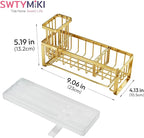 SWTYMIKI Sponge Holder for Kitchen Sink - Sink Caddy with Brush Holder Self-draining Sponge Caddy Organizer with Divider Stainless Steel Kitchen Accessories Storage for Countertop, Gold