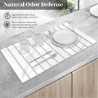 Large Stone Dish Drying Mats for Kitchen Counter, 28"(L)×16"(W) Marble-Pattern, Collapsible Quick Drying Dish Mats, Ultra Absorbent Diatomaceous Earth Mats for Dishes , Match Any Countertop