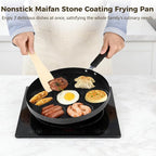 Egg Frying Pan with Anti-scalding Handle, Black Metal Nonstick Maifan Stone Coating Breakfast Frying Pan, Versatile Cooking Tool for Induction Cooker, Gas Stoves (7-Slot Egg Frying Pan)
