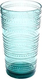 Beaded 16 oz Durable Acrylic Jumbo Drinking Glasses, Shatter-Resistant and Dishwasher-Safe Indoor/Outdoor Drinkware for Water, Iced Tea, Juice, and Cocktails - Sea Green - Set of 6