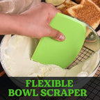 SURDOCA Dough Scraper Bench Scraper - 3P 11.8x7.3" Plastic Flexible Bowl Scraper, Sharp Edge & Angles Cake Scraper. Non-Slip Bakeware Decorating Tools Sculpting & Modeling Tools - Blue+Green+Blue