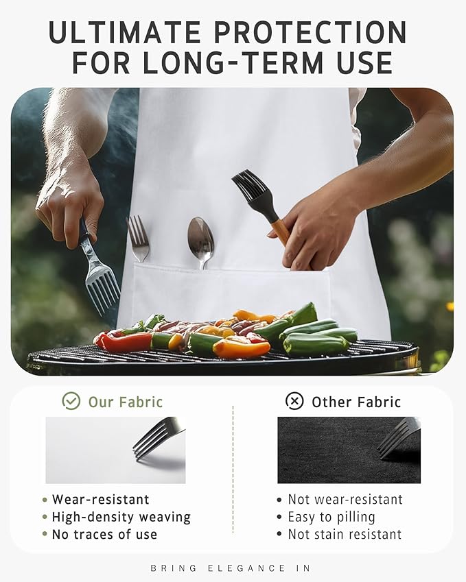 Syntus Apron for Men Women, Adjustable Cooking Kitchen Chef Aprons with 2 Pockets, Cotton/Polycotton/Polyester