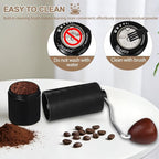 Non-Detachable Manual Coffee Grinder with 25 Level Stainless Steel Conical Burr Portable Aluminum Coffee Bean Grinder Gift Set Suitable for Moka Pot Espresso Pour Over Easy Cleaning with Brush
