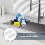 NiHome Extendable Arm Stainless Steel Kitchen Sink Corner Caddy, Easy Install Space-Saving Adjustable Sponge Holder, Non-Slip Rust-Resistant for Brushes, Soap, Sponges (Black)