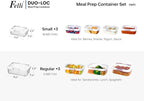 Felli Duo Loc Tritan Containers for Reheating Microwave Safe Box, Airtight Food Storage for Fridge Freezer, On The Go Lunch Container for Adults for Weekly Meal Plan Picnic Travel (6pk)