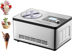 VEVOR Automatic Ice Cream Maker with Built-in Compressor, 2 Quart No Pre-freezing Fruit Yogurt Machine, Stainless Steel Electric Sorbet Maker, 3 Modes Gelato Maker with LCD Display & Timer, Silver