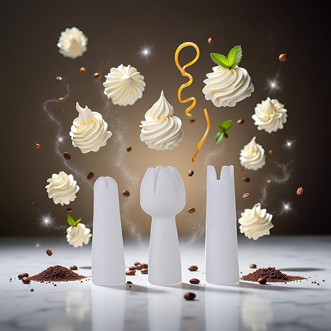 3Pcs White Set Whip Cream Dispenser Head Whipped Nozzle Mounting Mouth Base Tips Dinning Bar Whip Cream Special Head Cream Chargers and Whippers Specialty Tools and Gadgets