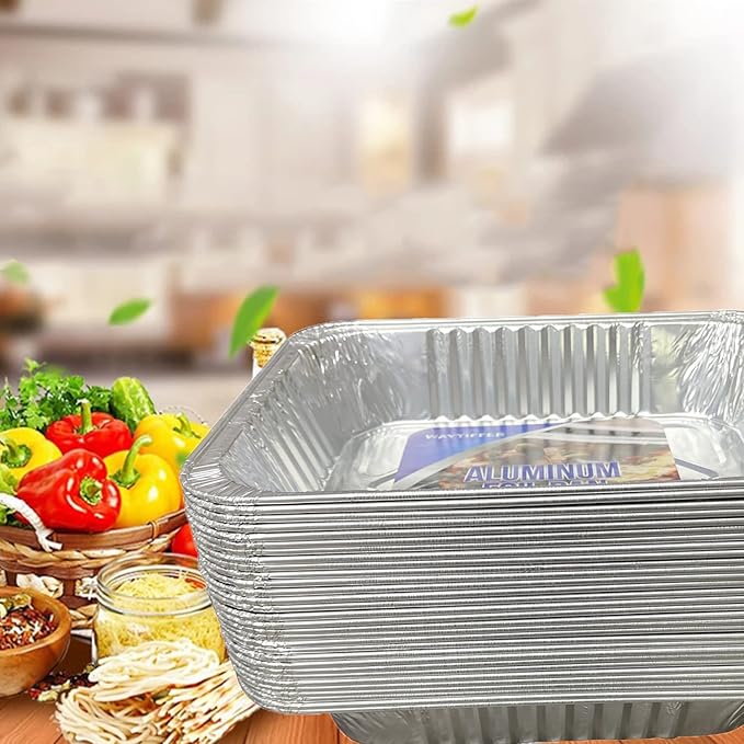 Waytiffer Aluminum Pans 9x13 Disposable Foil Pans (20 Pack) Half Size Deep Steam Table Pans Heavy Duty Extra Thick for Baking, Cooking, Roasting, Heating, Serving & Lining Steam-Table Trays