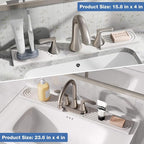 DK177 Diatomite Fast Drying Faucet Mat for Kitchen Sink, Water Absorbing Stone Tray, Faucet Splash Guard for Bathroom Counter, White, 23.6" x 4"