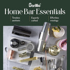Barillio Bartender Kit - Stainless-Steel Cocktail Shaker Set w/Bamboo Stand - Mixology Bar Tools w/Drink Shaker, Mixer Spoon & Muddler for Cocktails - Home Bar Accessories - 23-Pc Bar Set - Silver