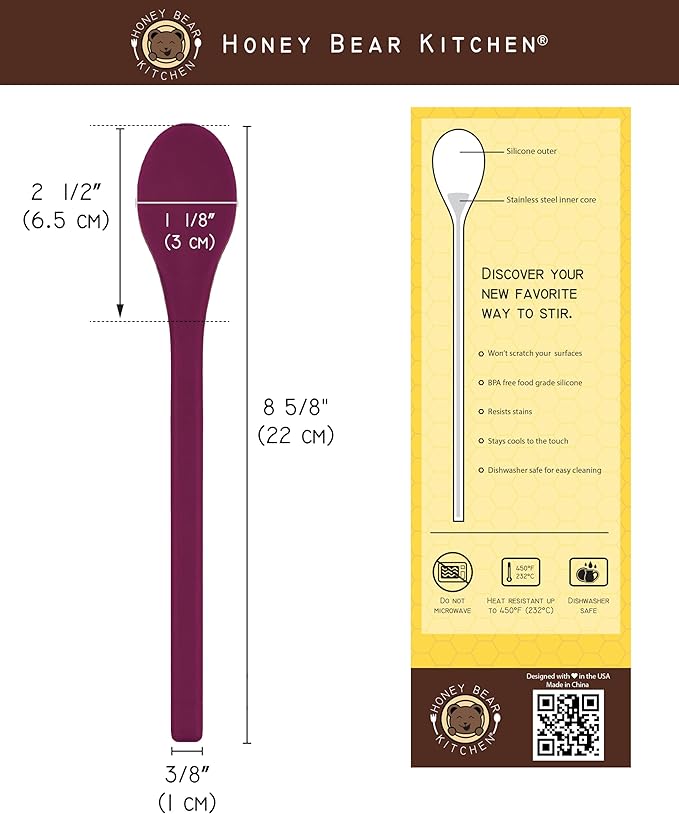Honey Bear Kitchen Silicone Cocktail Stirs for Tall Drinkware, Set of 2 (Scarlet Eclipse)