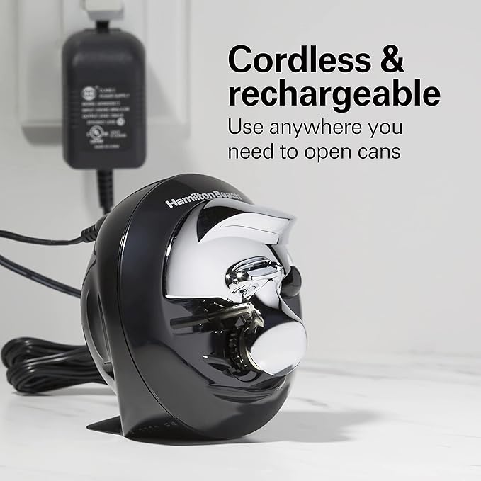 Hamilton Beach Walk 'n Cut Electric Can Opener for Kitchen,Use On Any Size,Automatic and Hand-Free,Cordless & Rechargeable,Easy Clean Removable Blade,Black (76501G),(Pack of 2)