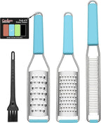 Cambom Cheese Grater Citrus Zester Lemon Zester Pack of 3-304 Stainless Steel - A Sharp Tool for Parmesan Cheese, Ginger, Garlic, Nutmeg, Chocolate, Vegetables，Fruits，Dishwasher Safe Blue