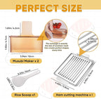 Musubi Press Mold Kit, 2 Pack Clear Musubi Maker with Stainless Steel 304 Luncheon Meat Slicer for SPAM (Champagne)