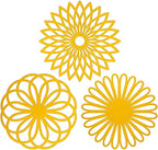 ME.FAN Silicone Trivet Mat - Kitchen Hot Pads for Pots & Dish - Insulated Teapot Trivet - Flexible, Durable, Non-Slip Large Coasters 3 Set Yellow