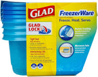 Glad GladWare FreezerWare Food Storage Containers with Lids, Small Rectangle BPA Free Plastic for Freezing Soups and Meal Prep, Crack Resistant, Microwave Dishwasher Safe, 24 Oz, 4 Count - 6 Pack