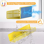 Magnetic Spice Rack for Refrigerator, 2 Pack 100% Metal Strong Magnet Shelf, Space Saving Spice Organizer W/ Hooks, Movable Magnetic Fridge Shelf, Kitchen Home Laundry Room Storage Organization,Yellow