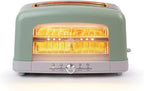 Graphite Heating Technology Pop-Up Toaster w/7 Heat Settings, 3 Toasting Functions & Unique Bagel Mode, Olive/Brushed Nickel
