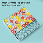 Ice Cube Trays with Lid and Bin, 1.0 IN Small Round Ice Cube Mold for Freezer - Easy Release Stackable Ice Ball Maker for Cocktail, Whiskey and Drinks,BPA-Free(1.0in/70 balls&box)