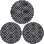 3 Pack Silicone Coasters for Drinks, Thickened Coaster with Deep Tray Grooved Design Cup Mat, Washable Heat Resistant Durable Non-Slip Coasters for Coffee Table Wooden Desk Kitchen Bar (Dark Grey)
