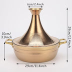Moroccan Tagine Cooking Pot,Stainless Steel Non Stick Moroccan Casserole with 2 Handles,Large Moroccan Cooker Handmade Tagine Pot with Cone-Shaped Lid(29cm, Rose Gold)