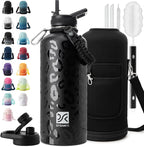 DYSANKY Insulated Water Bottle | Thickened Stainless Steel for Gym and Hiking with Straw, Carrier Bag, Handle Strap | BPA-Free 87 oz