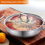 Delarlo Tri-Ply Stainless Steel Hot Pot 14 inch Everyday pan With lid, Everything Pan, Durable Deep Saute Pan, 7QT Induction Cooking Pot,Woks & Stir-Fry Pans Oven Safe Stock Pot