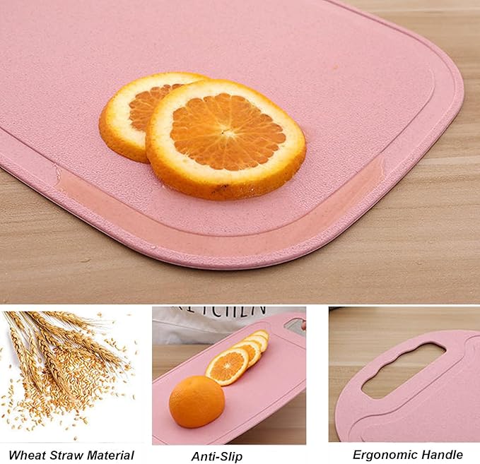 3 Pack Small Cutting Board for Kitchen Wheat Straw Plastic Cute Mini Kids Cutting Boards Fruit Mats
