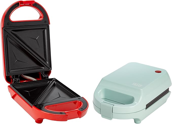 Tasty Mini Sandwich Maker, Makes Sandwiches, Paninis, Grilled Cheese, Desserts, Quick Results, Easy Cleanup, 600W, Aqua
