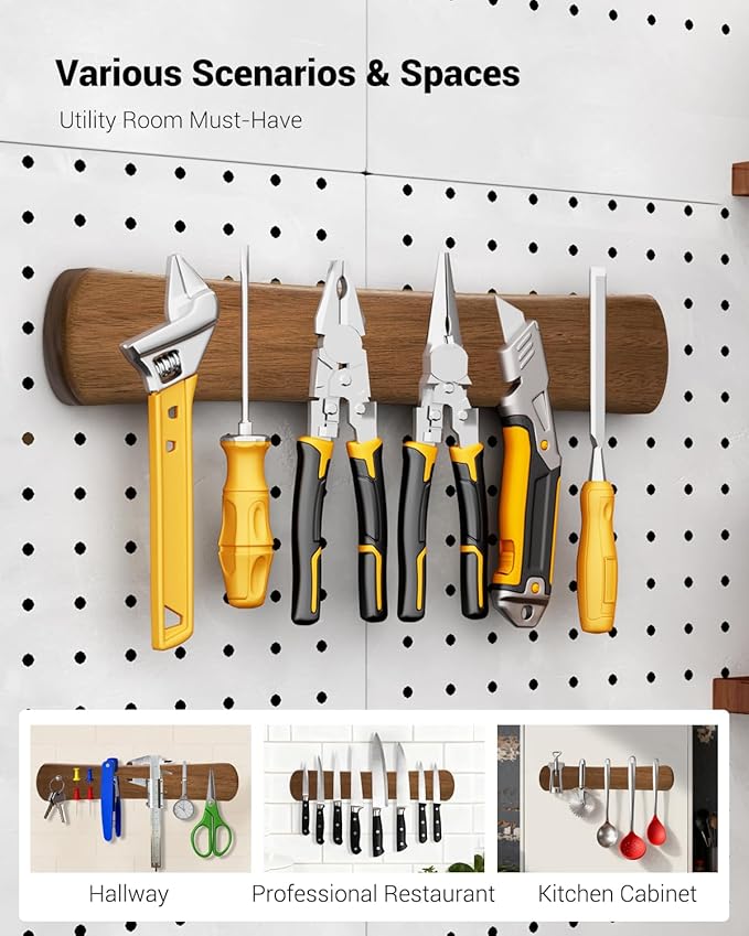 Swaitee Magnetic Knife Holder for Wall, 10 Inch Wood Strong Magnetic Knife Strip, Small Kitchen Storage Space Savers, Rv Apartment Farmhouse Accessories Organizer, Housewarming Gifts for New Home
