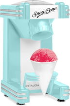 Nostalgia Retro Snow Cone Machine – Single-Serve Countertop Size – Shaved Ice Maker for Snow Cones, Slushies, & Hawaiian Ice - Includes Reusable Plastic Cup – Aqua
