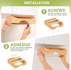 10-inch Paper Plate Dispenser Under Cabinet, Bamboo Paper Plate Holders, Kitchen Counter Vertical Plate Dispensers Holders Countertop Caddy(For 10-inch Plates, Bamboo)