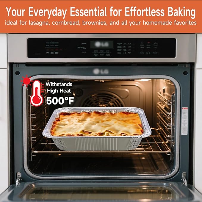 Half Size Aluminum Pans 9x13-10 Pack Aluminum Foil Pans, Heavy Duty Disposable Pans for Cooking, Baking, Meal Prep, Parties & Food Storage