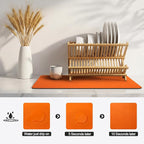 Ecotrim - Dish Drying Mat for Kitchen Counter | Coffee Bar Mat for Countertops | Heat Resistant Drainer Mat with Non-slip Rubber Backed | Hide Stain Kitchen Absorbent Draining Mat | Orange 16"x18"