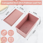 Unique Pink 1LB Bread Loaf Pan with Lid, Non-stick Safe Coating, Compact and Stylish Pullman Loaf Pan with Lid for Sandwich Loaves, Elevate Home Baking Aesthetics