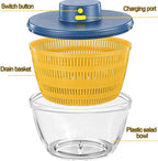 Large Salad Spinner,3-in-1 Vegetable Wash Bowl, Salad Bowl & Lettuce Spinner, Fruit Cleaner,4.22Qt Lettuce & Fruit Washer, Quick Drainage Electric Mixer