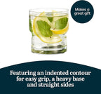 Libbey Newton Double Old Fashioned Glasses Set of 6, Sleek, Stackable Short Drinking Glasses, Lowball Cocktail Glasses for Anniversaries, Holidays