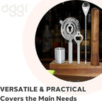 OGGI 6-Piece Slim Bartender Kit - Ideal Bar Cart Accessories, Great Decor and Accessories for the Home Bar, Bartending Kit - Acacia Base & Muddler, Stainless Stirrer, Opener, Jigger, Cocktail Strainer