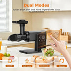 Juicer Machines, Cold Press Juicer Machine with LED Smart Touch Screen, 2 Modes for Fruit and Vegetable, High Yield Slow Juicers Extractor with Reverse Function, Easy to Clean, Black