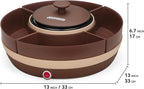JoyMech Cheese & Chocolate Fondue Machine, Candy Melting Pot for Party, Electric Fondue Pot Set, Chocolate Warmer, Hot Chocolate Maker, 4-Section Food Tray, Brown