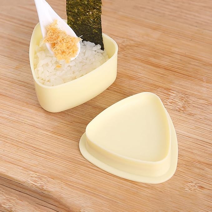 Homoyoyo Sushi Making Kit 6pcs Triangle Onigiri Rice Ball Molds DIY Tools Set Yellow Convenient Kitchen Gadgets for Bento Lunch and Home Cooking