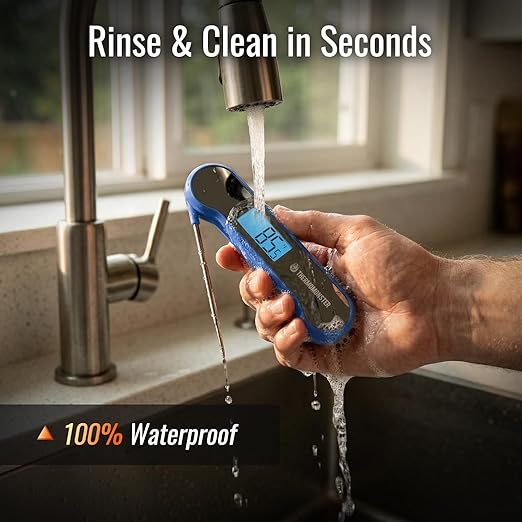 0.5 Sec Instant Read Meat Thermometer Digital with ±0.5℉ Precision, Food Thermometer for Cooking Kitchen Gadgets, Oven Grill Candy BBQ Essentials Accessories, Gifts for Him Dad Men Birthday, Blue