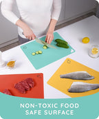 July Home Cutting Board Alternative for Kitchen - Extra Thick Flexible Plastic Cutting Board Set of 3, Non-Slip, BPA-Free, Easy to Clean, Colored Cutting Mats for Cooking, Durable Chopping Sheets