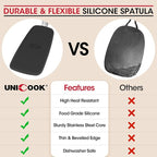 Unicook 2 Pack Flexible Silicone Spatula, Turner, 600F Heat Resistant, Ideal for Flipping Eggs, Burgers, Crepes and More, Black